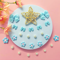 Resin Pink Bow Shoe Charms for Girls, 24Pcs Cute Flower Accessories for Clog Sandals, Pearl Decoration for Women, DIY Party Favor - 7DAY'S