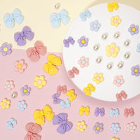 Resin Pink Bow Shoe Charms for Girls, 24Pcs Cute Flower Accessories for Clog Sandals, Pearl Decoration for Women, DIY Party Favor - 7DAY'S
