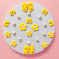 Resin Pink Bow Shoe Charms for Girls, 24Pcs Cute Flower Accessories for Clog Sandals, Pearl Decoration for Women, DIY Party Favor - 7DAY'S