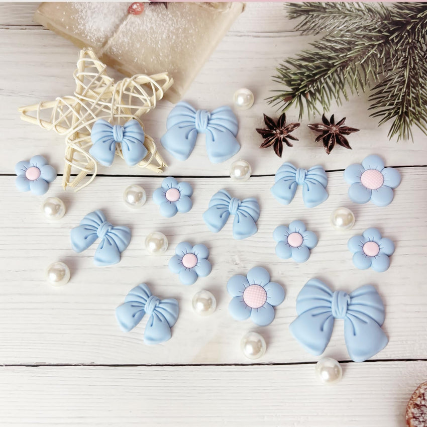 Resin Pink Bow Shoe Charms for Girls, 24Pcs Cute Flower Accessories for Clog Sandals, Pearl Decoration for Women, DIY Party Favor - 7DAY'S