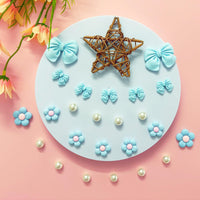 Resin Pink Bow Shoe Charms for Girls, 24Pcs Cute Flower Accessories for Clog Sandals, Pearl Decoration for Women, DIY Party Favor - 7DAY'S