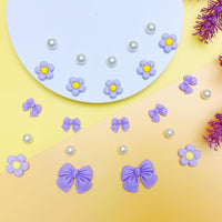 Resin Pink Bow Shoe Charms for Girls, 24Pcs Cute Flower Accessories for Clog Sandals, Pearl Decoration for Women, DIY Party Favor - 7DAY'S