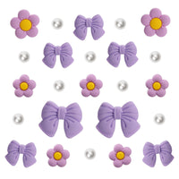 Resin Pink Bow Shoe Charms for Girls, 24Pcs Cute Flower Accessories for Clog Sandals, Pearl Decoration for Women, DIY Party Favor - 7DAY'S