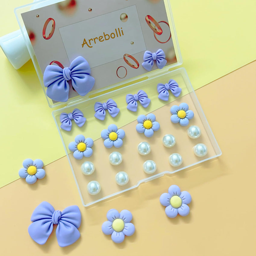 Resin Pink Bow Shoe Charms for Girls, 24Pcs Cute Flower Accessories for Clog Sandals, Pearl Decoration for Women, DIY Party Favor - 7DAY'S