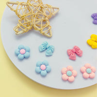 Resin Pink Bow Shoe Charms for Girls, 24Pcs Cute Flower Accessories for Clog Sandals, Pearl Decoration for Women, DIY Party Favor - 7DAY'S