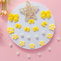 Resin Pink Bow Shoe Charms for Girls, 24Pcs Cute Flower Accessories for Clog Sandals, Pearl Decoration for Women, DIY Party Favor - 7DAY'S