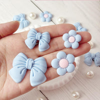 Resin Pink Bow Shoe Charms for Girls, 24Pcs Cute Flower Accessories for Clog Sandals, Pearl Decoration for Women, DIY Party Favor - 7DAY'S