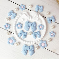 Resin Pink Bow Shoe Charms for Girls, 24Pcs Cute Flower Accessories for Clog Sandals, Pearl Decoration for Women, DIY Party Favor - 7DAY'S