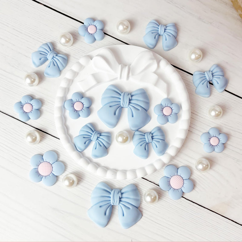 Resin Pink Bow Shoe Charms for Girls, 24Pcs Cute Flower Accessories for Clog Sandals, Pearl Decoration for Women, DIY Party Favor - 7DAY'S