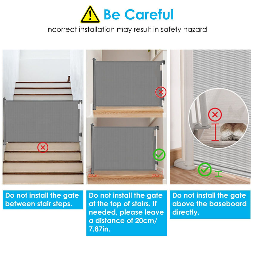 Retractable Baby Security Gate Door 118in Extra Wide Stair Gate for Toddlers with Punch Kit Punch - free Kit for Doorway Hallway Indoor Outdoor - 7DAY'S