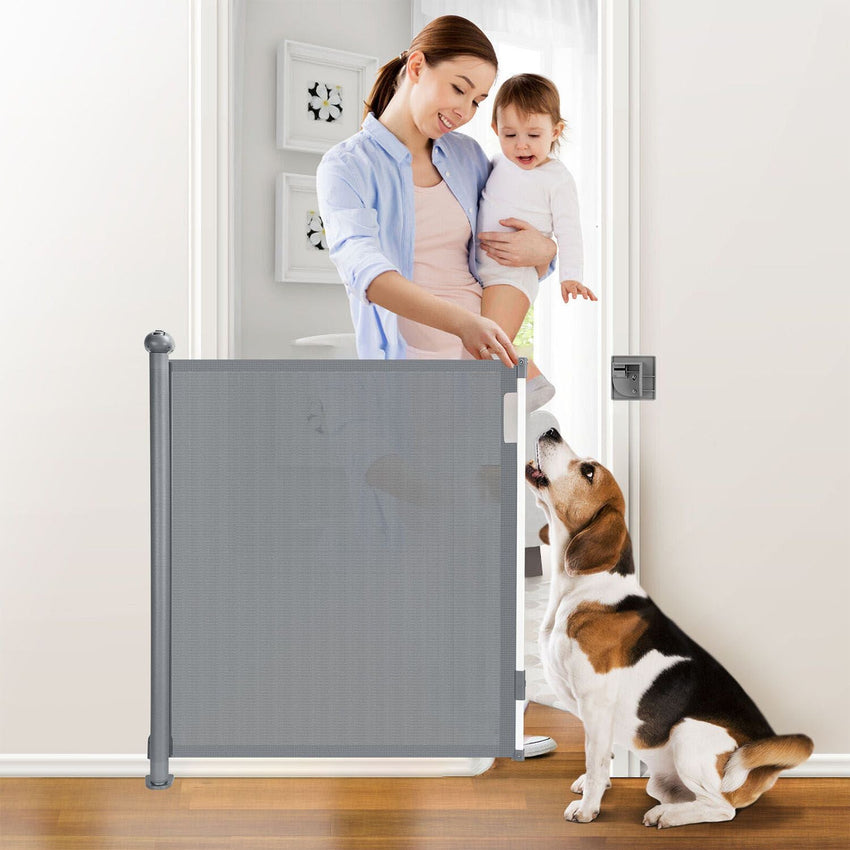 Retractable Baby Security Gate Door 118in Extra Wide Stair Gate for Toddlers with Punch Kit Punch - free Kit for Doorway Hallway Indoor Outdoor - 7DAY'S