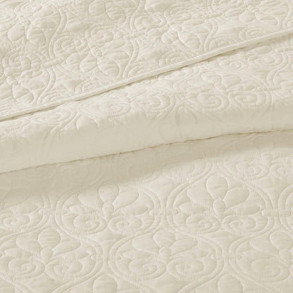 Reversible Quilt Set Cream King/Cal King - 7DAY'S