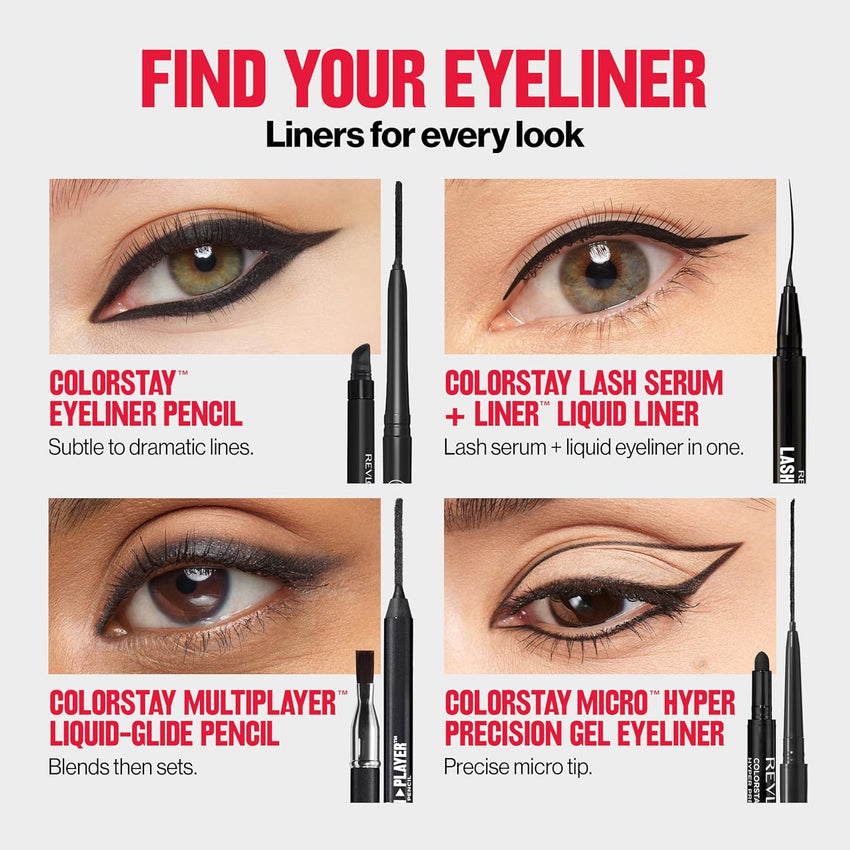 Revlon ColorStay Pencil Waterproof Eyeliner, Smudge - Proof, Eye Makeup with Built - In Sharpener, 202 Black Brown, 0.01 oz - 7DAY'S