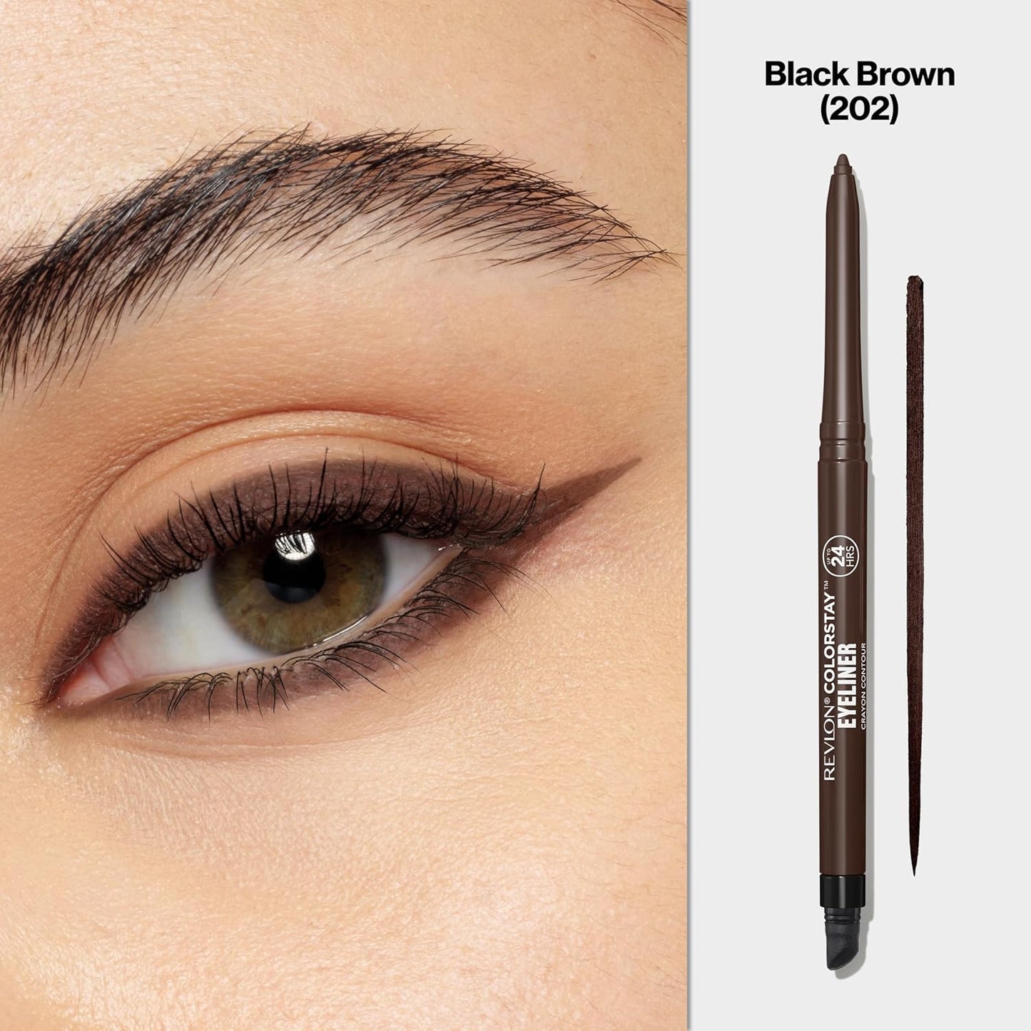 Revlon ColorStay Pencil Waterproof Eyeliner, Smudge - Proof, Eye Makeup with Built - In Sharpener, 202 Black Brown, 0.01 oz - 7DAY'S