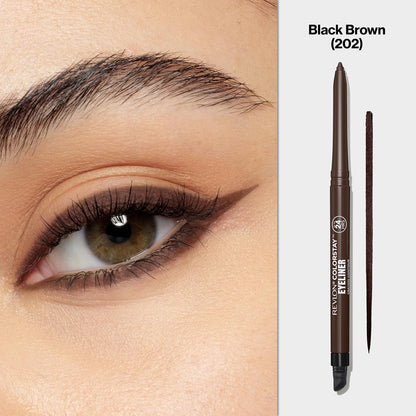 Revlon ColorStay Pencil Waterproof Eyeliner, Smudge - Proof, Eye Makeup with Built - In Sharpener, 202 Black Brown, 0.01 oz - 7DAY'S