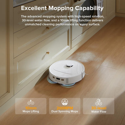 roborock Qrevo Series Robot Vacuum and Mop, 8000Pa Suction, Upgraded from Qrevo S, Anti - Tangle Brushes, Smart Obstacle Avoidance, Auto Mop Washing, All - in - One Dock, 200RPM Spinning Mops, Black(QV 35A) - 7DAY'S