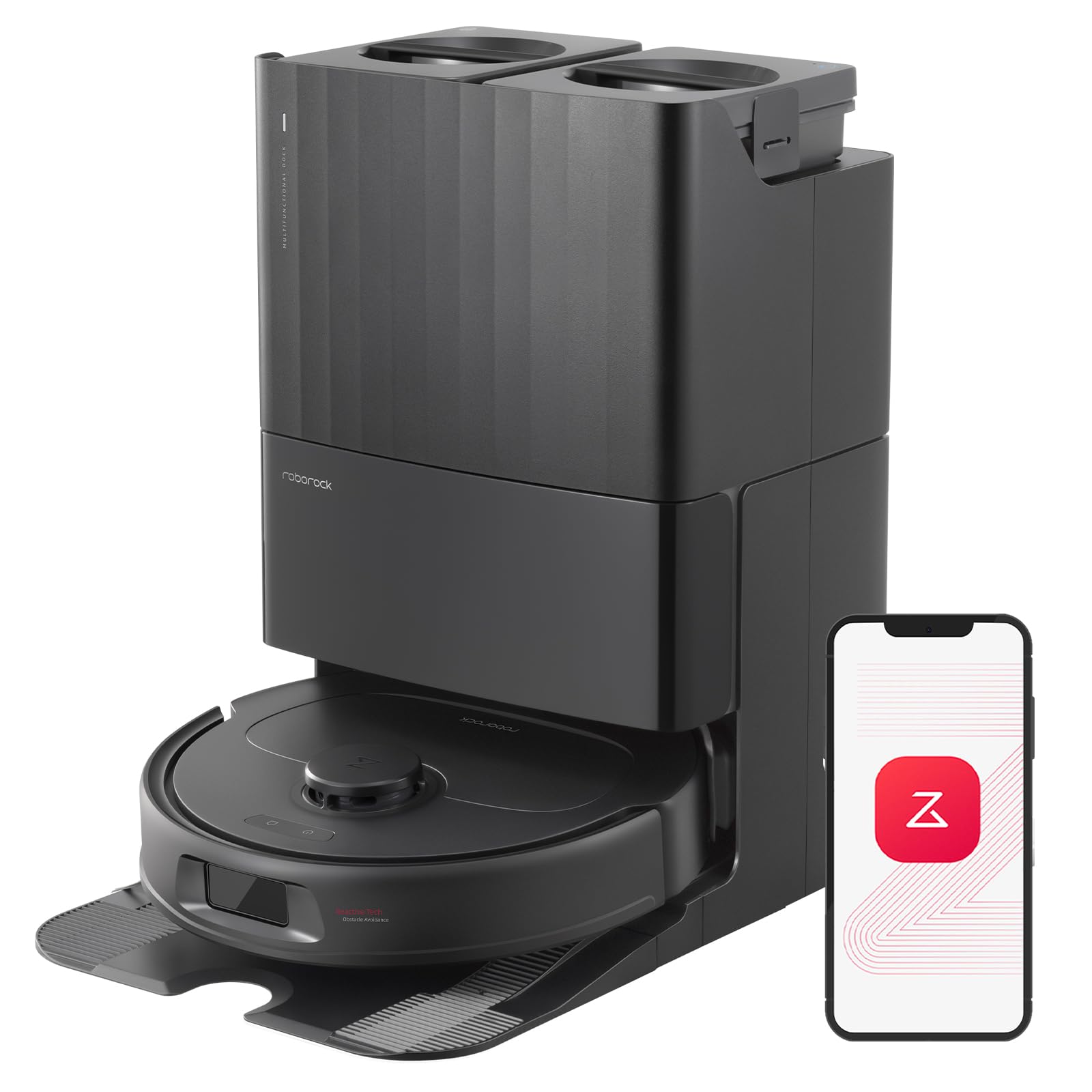 roborock Qrevo Series Robot Vacuum and Mop, 8000Pa Suction, Upgraded from Qrevo S, Anti - Tangle Brushes, Smart Obstacle Avoidance, Auto Mop Washing, All - in - One Dock, 200RPM Spinning Mops, Black(QV 35A) - 7DAY'S