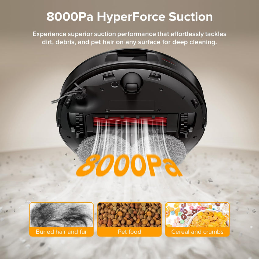 roborock Qrevo Series Robot Vacuum and Mop, 8000Pa Suction, Upgraded from Qrevo S, Anti - Tangle Brushes, Smart Obstacle Avoidance, Auto Mop Washing, All - in - One Dock, 200RPM Spinning Mops, Black(QV 35A) - 7DAY'S
