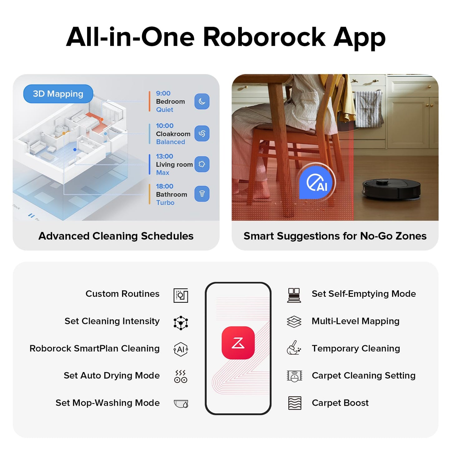 roborock Qrevo Series Robot Vacuum and Mop, 8000Pa Suction, Upgraded from Qrevo S, Anti - Tangle Brushes, Smart Obstacle Avoidance, Auto Mop Washing, All - in - One Dock, 200RPM Spinning Mops, Black(QV 35A) - 7DAY'S