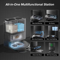 roborock Qrevo Series Robot Vacuum and Mop, 8000Pa Suction, Upgraded from Qrevo S, Anti - Tangle Brushes, Smart Obstacle Avoidance, Auto Mop Washing, All - in - One Dock, 200RPM Spinning Mops, Black(QV 35A) - 7DAY'S