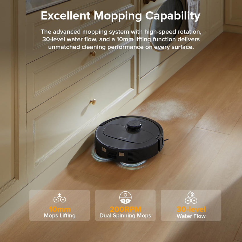 roborock Qrevo Series Robot Vacuum and Mop, 8000Pa Suction, Upgraded from Qrevo S, Anti - Tangle Brushes, Smart Obstacle Avoidance, Auto Mop Washing, All - in - One Dock, 200RPM Spinning Mops, Black(QV 35A) - 7DAY'S