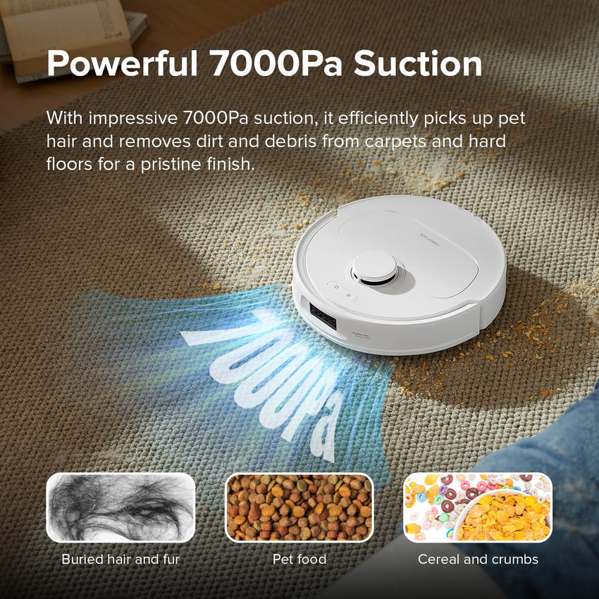 roborock Qrevo Series Robot Vacuum and Mop, 8000Pa Suction, Upgraded from Qrevo S, Anti - Tangle Brushes, Smart Obstacle Avoidance, Auto Mop Washing, All - in - One Dock, 200RPM Spinning Mops, Black(QV 35A) - 7DAY'S