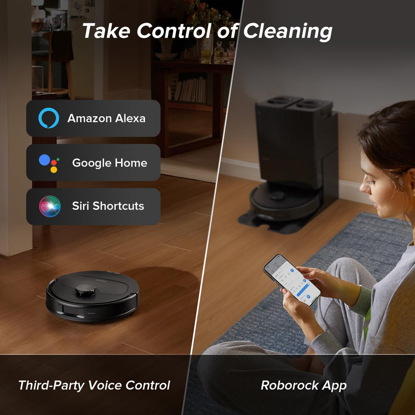 roborock Qrevo Series Robot Vacuum and Mop, 8000Pa Suction, Upgraded from Qrevo S, Anti - Tangle Brushes, Smart Obstacle Avoidance, Auto Mop Washing, All - in - One Dock, 200RPM Spinning Mops, Black(QV 35A) - 7DAY'S