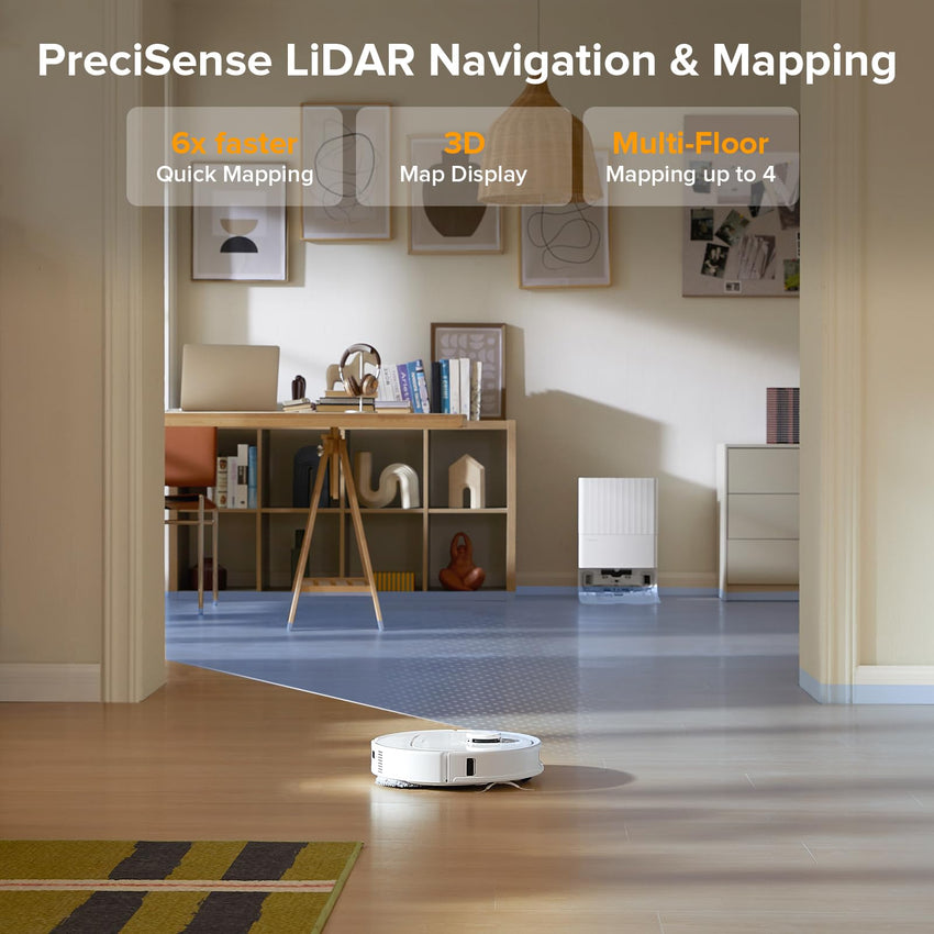 roborock Qrevo Series Robot Vacuum and Mop, 8000Pa Suction, Upgraded from Qrevo S, Anti - Tangle Brushes, Smart Obstacle Avoidance, Auto Mop Washing, All - in - One Dock, 200RPM Spinning Mops, Black(QV 35A) - 7DAY'S