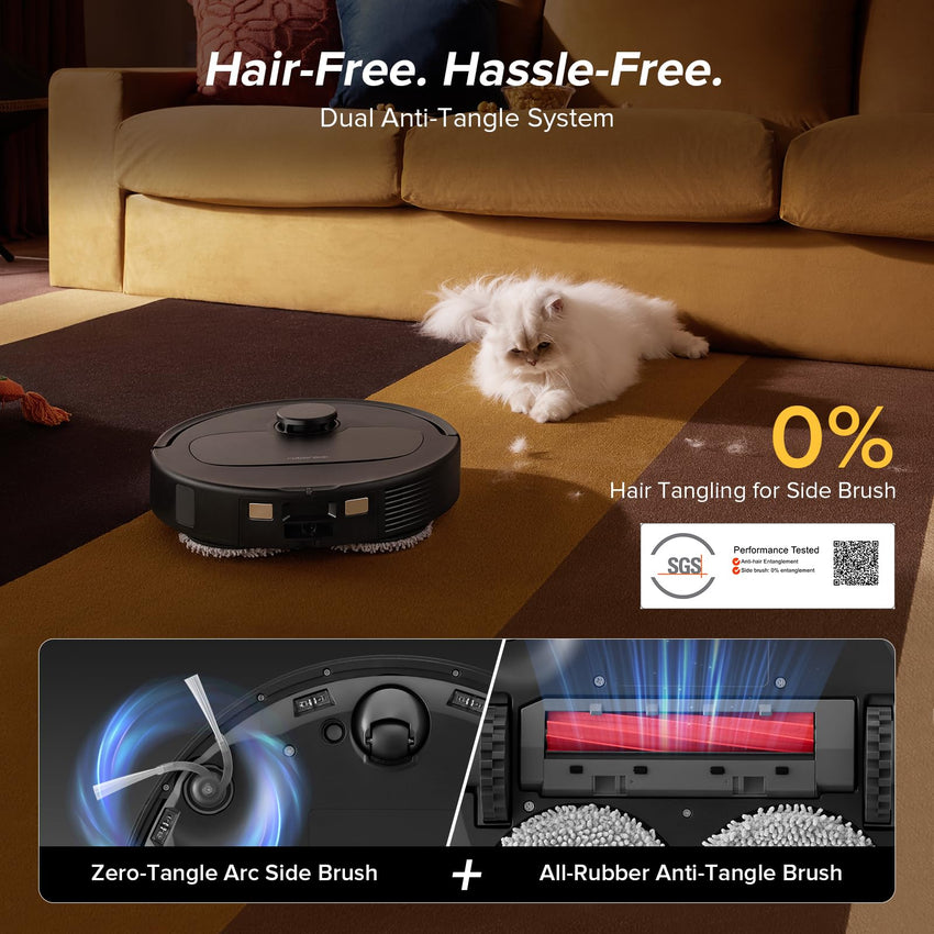 roborock Qrevo Series Robot Vacuum and Mop, 8000Pa Suction, Upgraded from Qrevo S, Anti - Tangle Brushes, Smart Obstacle Avoidance, Auto Mop Washing, All - in - One Dock, 200RPM Spinning Mops, Black(QV 35A) - 7DAY'S