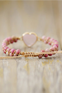 Rose Quartz Heart Beaded Bracelet - 7DAY'S