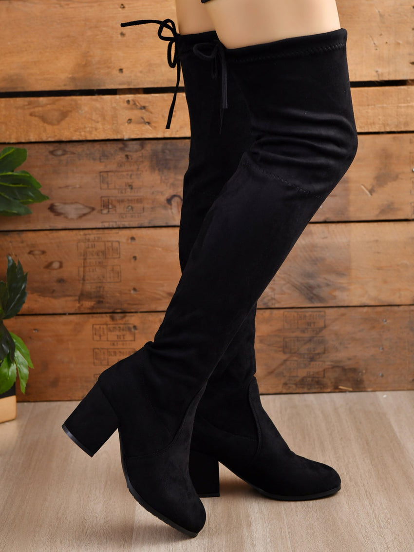 Round Toe Block Heel Boots - 7DAY'S