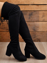 Round Toe Block Heel Boots - 7DAY'S