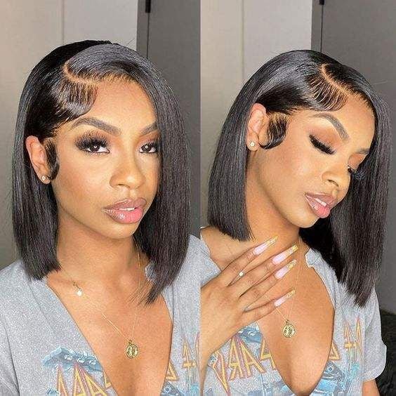 Royce Short Bob Transparent Lace Human Hair Wig,10 - 16 Inch Bone Straight Brazilian Hair Wig,4x4 13x4 Bob Wigs For Black Women - 7DAY'S