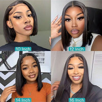 Royce Short Bob Transparent Lace Human Hair Wig,10 - 16 Inch Bone Straight Brazilian Hair Wig,4x4 13x4 Bob Wigs For Black Women - 7DAY'S