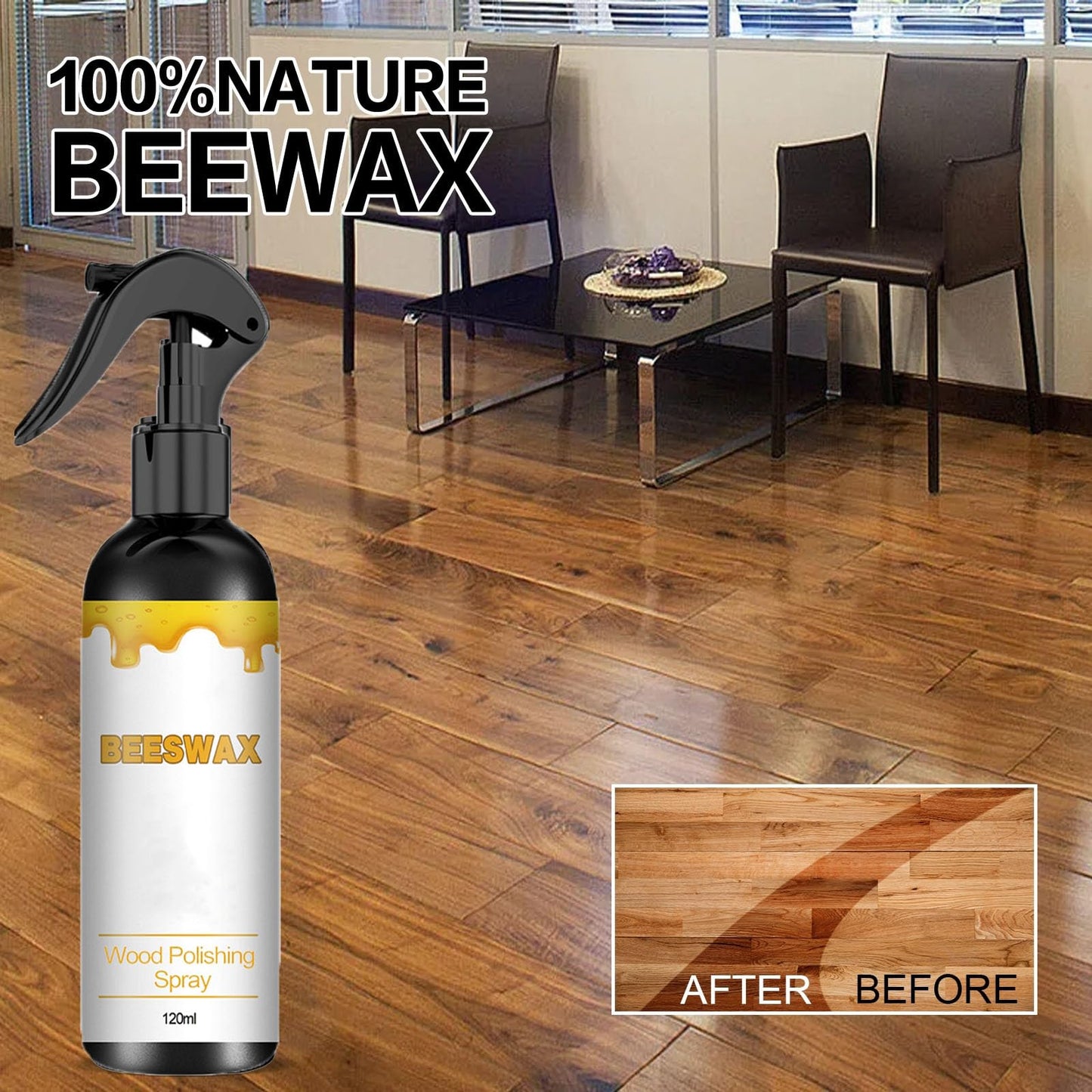 Rutari Natural Beeswax Care Spray & Restorer, Rutari Beeswaxs, Natural Beeswax Spray Furniture Polish,NaturalMicro - Molecularized BeeswaxSpray,Bee S Wax Polish,Bee WaxSpray for Floors & Furniture (1) - 7DAY'S