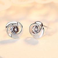 S925 pure silver rose earrings with petal shaped earrings, Korean minimalist women's mini clover rose petal earrings - 7DAY'S