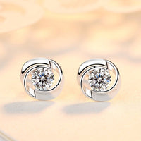 S925 pure silver rose earrings with petal shaped earrings, Korean minimalist women's mini clover rose petal earrings - 7DAY'S