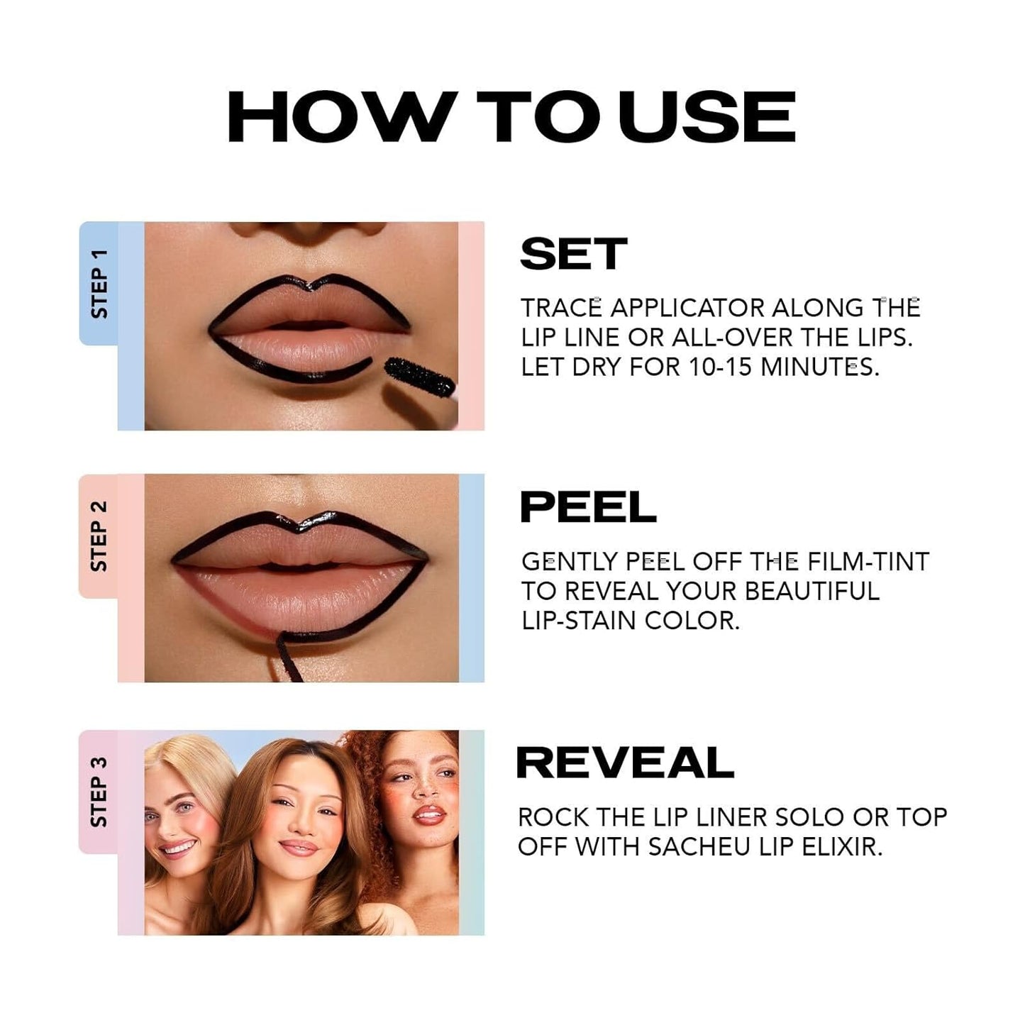 Sacheu Lip Liner STAY - N Peel Off Lip Stain — Long Lasting Matte Lip Tattoo Transfer Proof Lipstain Infused with Hyaluronic Acid & Vitamin E for All Skin Types — Vegan & Cruelty - Free, p - INKED - 7DAY'S