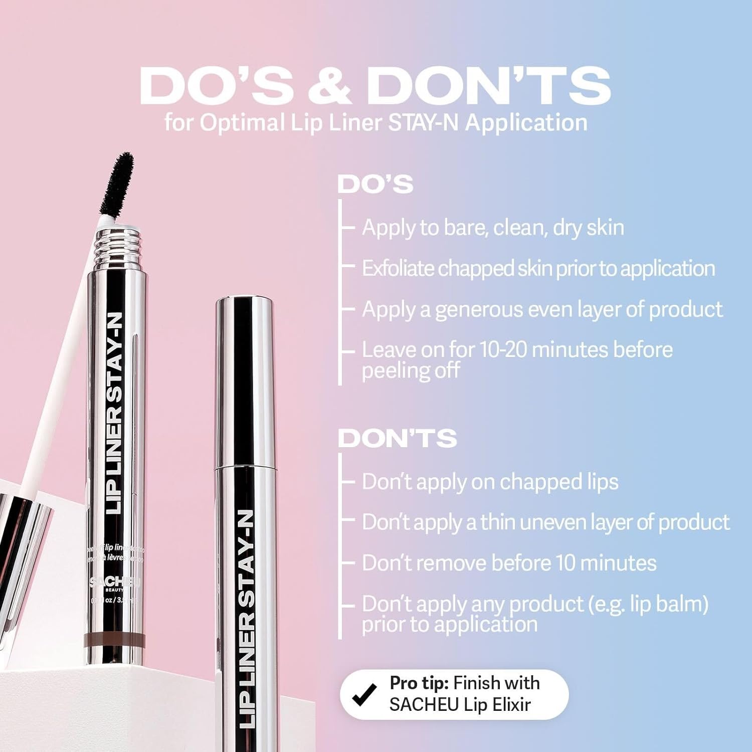 Sacheu Lip Liner STAY - N Peel Off Lip Stain — Long Lasting Matte Lip Tattoo Transfer Proof Lipstain Infused with Hyaluronic Acid & Vitamin E for All Skin Types — Vegan & Cruelty - Free, p - INKED - 7DAY'S