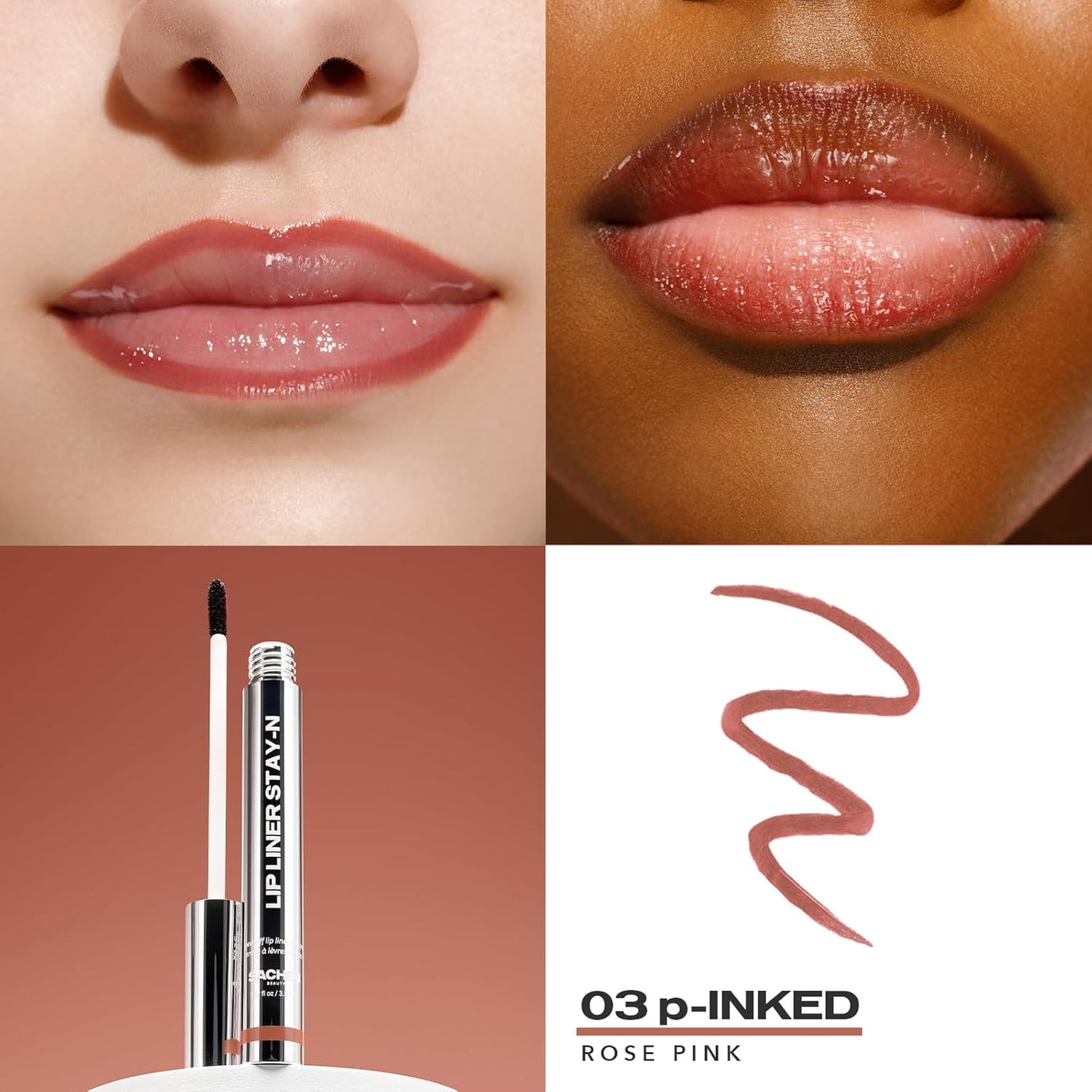 Sacheu Lip Liner STAY - N Peel Off Lip Stain — Long Lasting Matte Lip Tattoo Transfer Proof Lipstain Infused with Hyaluronic Acid & Vitamin E for All Skin Types — Vegan & Cruelty - Free, p - INKED - 7DAY'S