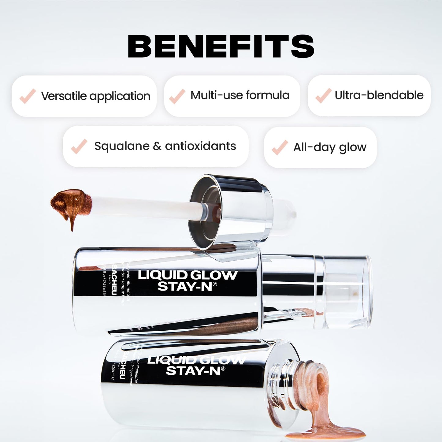 Sacheu Liquid Glow STAY - N Liquid Highlighter & Illuminator Makeup — 30ml Long Lasting Luminous Glow Lightweight Dewy Finish, Aura Glow - 7DAY'S