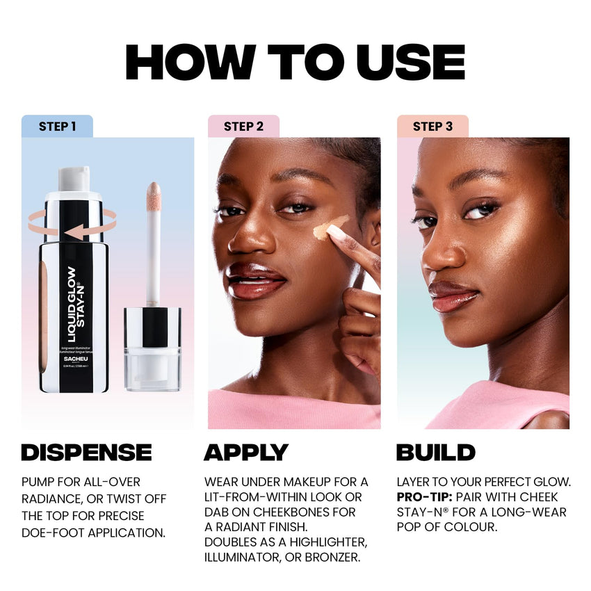 Sacheu Liquid Glow STAY - N Liquid Highlighter & Illuminator Makeup — 30ml Long Lasting Luminous Glow Lightweight Dewy Finish, Aura Glow - 7DAY'S