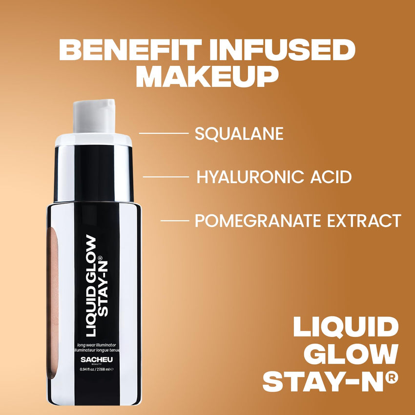 Sacheu Liquid Glow STAY - N Liquid Highlighter & Illuminator Makeup — 30ml Long Lasting Luminous Glow Lightweight Dewy Finish, Aura Glow - 7DAY'S