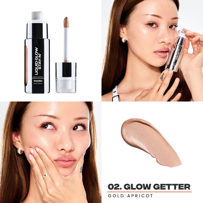Sacheu Liquid Glow STAY - N Liquid Highlighter & Illuminator Makeup — 30ml Long Lasting Luminous Glow Lightweight Dewy Finish, Aura Glow - 7DAY'S
