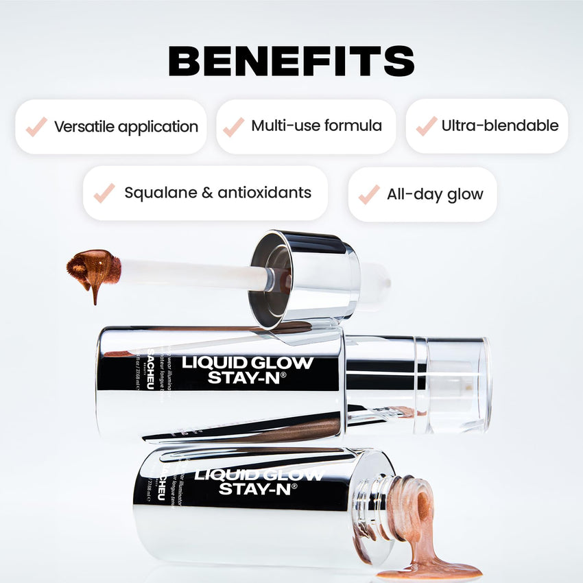 Sacheu Liquid Glow STAY - N Liquid Highlighter & Illuminator Makeup — 30ml Long Lasting Luminous Glow Lightweight Dewy Finish, Aura Glow - 7DAY'S