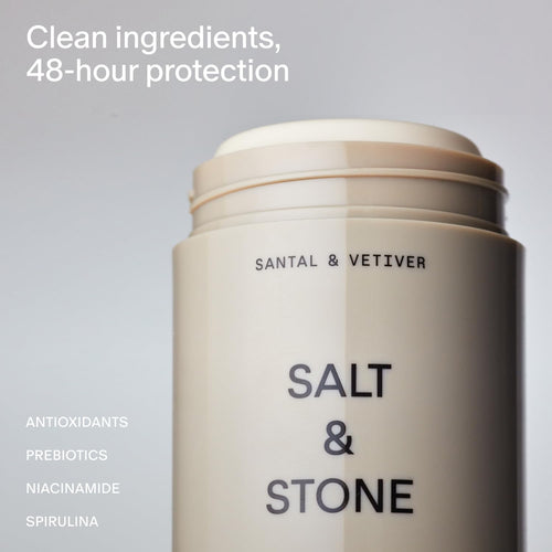 SALT & STONE Aluminum Free Deodorant | Extra Strength 48 Hour Protection for Women & Men | Made with Seaweed Extracts, Shea Butter & Prebiotics (Santal & Vetiver) - 7DAY'S
