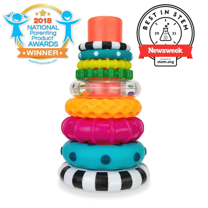 Sassy Stacks of Circles Stacking Ring STEM Learning Toy, Age 6+ Months, Multi, 9 Piece Set - 7DAY'S
