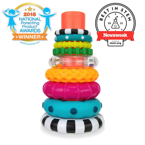 Sassy Stacks of Circles Stacking Ring STEM Learning Toy, Age 6+ Months, Multi, 9 Piece Set - 7DAY'S