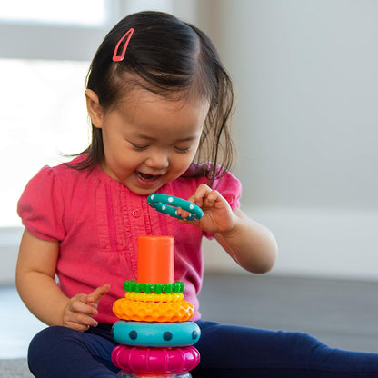 Sassy Stacks of Circles Stacking Ring STEM Learning Toy, Age 6+ Months, Multi, 9 Piece Set - 7DAY'S