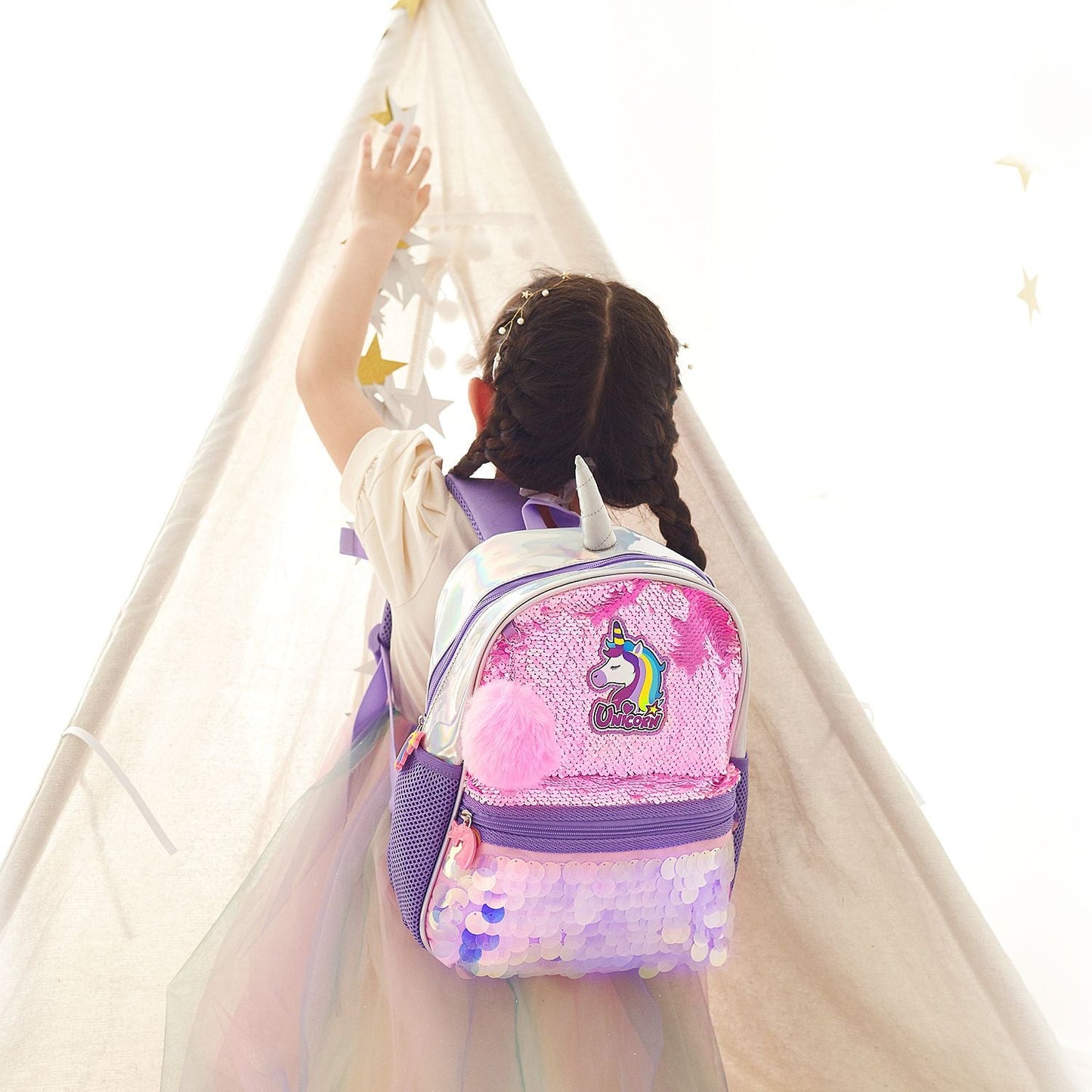 School Backpacks for Kids Girls - SUNVENO Girls Unicorn Backpacks Preschool Girls Bag Sequins School Bag Toddler Backpack Animal for Children 3 - 8 Yrs, 12 10 4.5", Pink - 7DAY'S